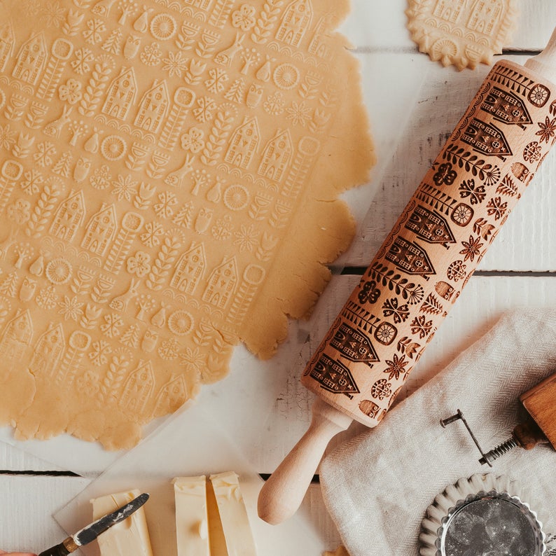 SCANDINAVIAN TOWN rolling pin