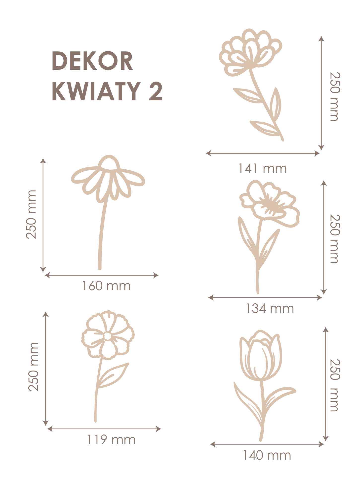 Dekoracje ścienna - Polne Kwiaty (naturalna sklejka)