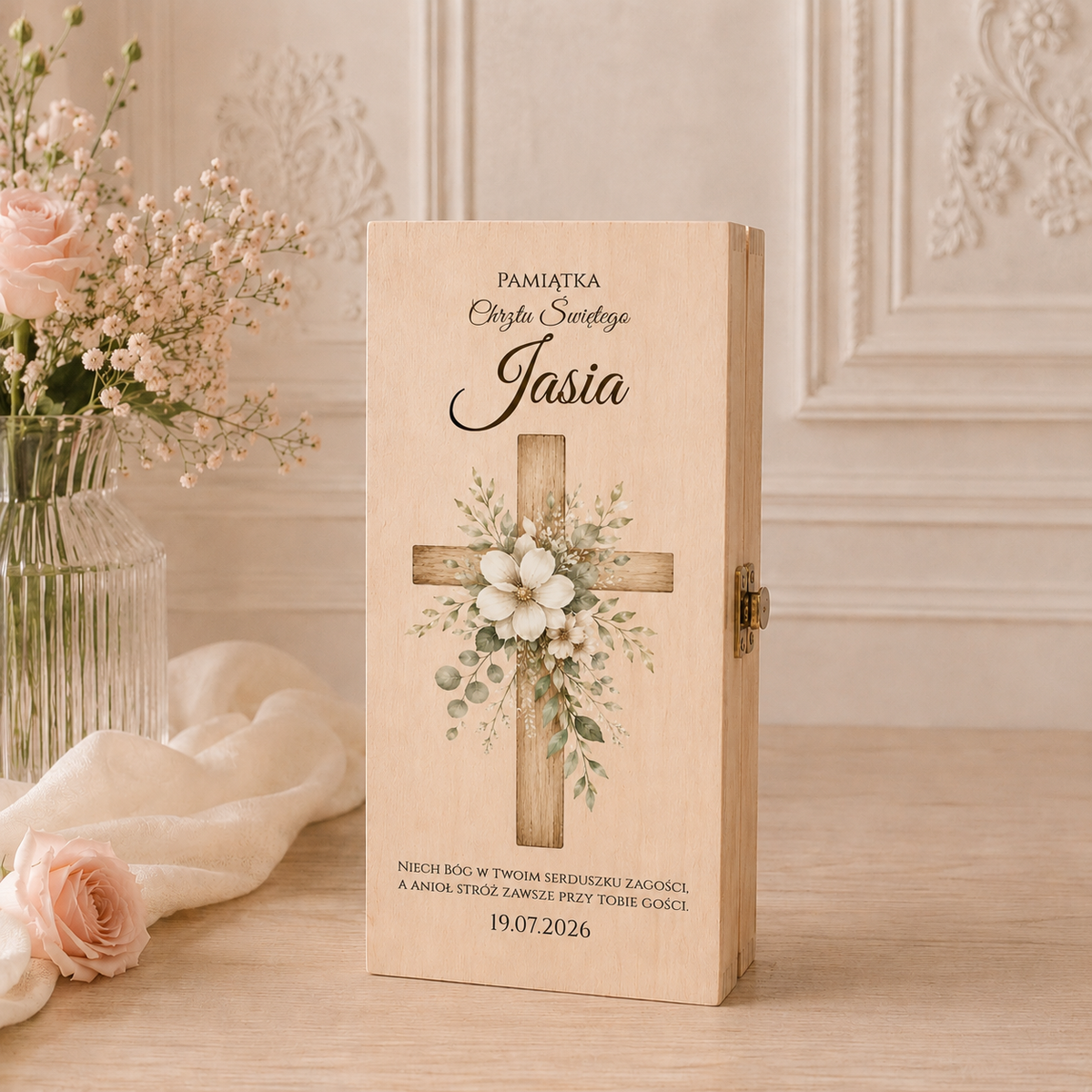 Personalizowane Pudełko na Pieniądze na Chrzest Święty z Życzeniami – Wzory do Wyboru