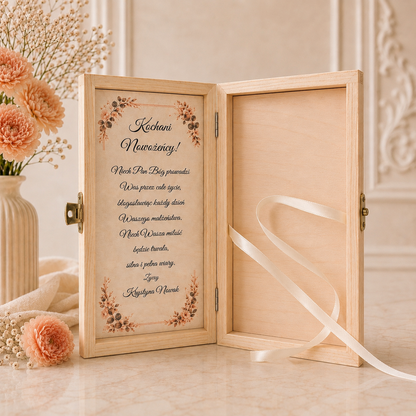 Personalizowane Pudełko na Pieniądze na Ślub „Splątane Dłonie” z Imionami – Prezent dla Pary Młodej