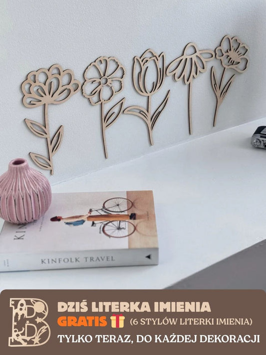 Dekoracje ścienna - Polne Kwiaty (naturalna sklejka)