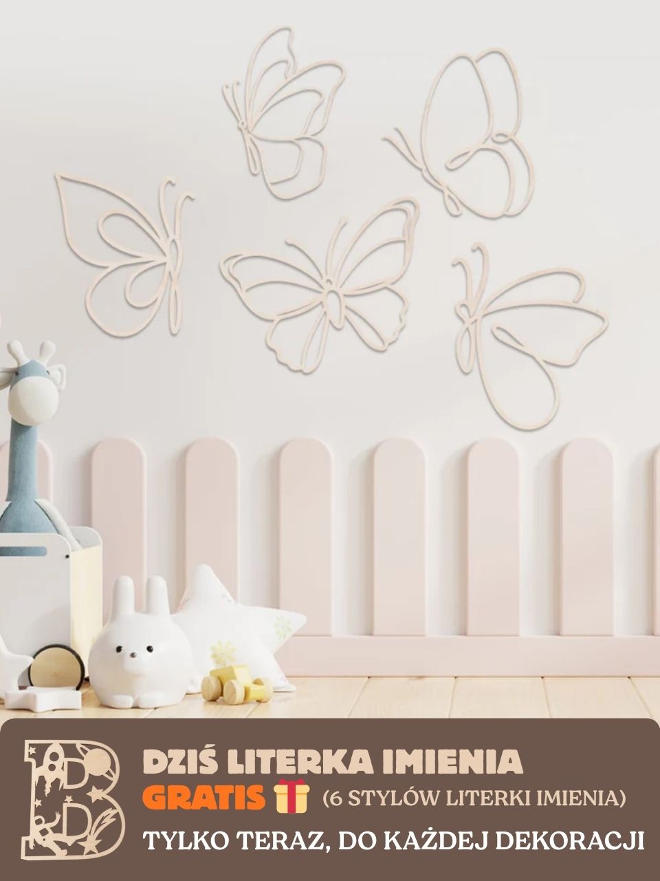 Dekoracje ścienna - Motyle (naturalna sklejka)