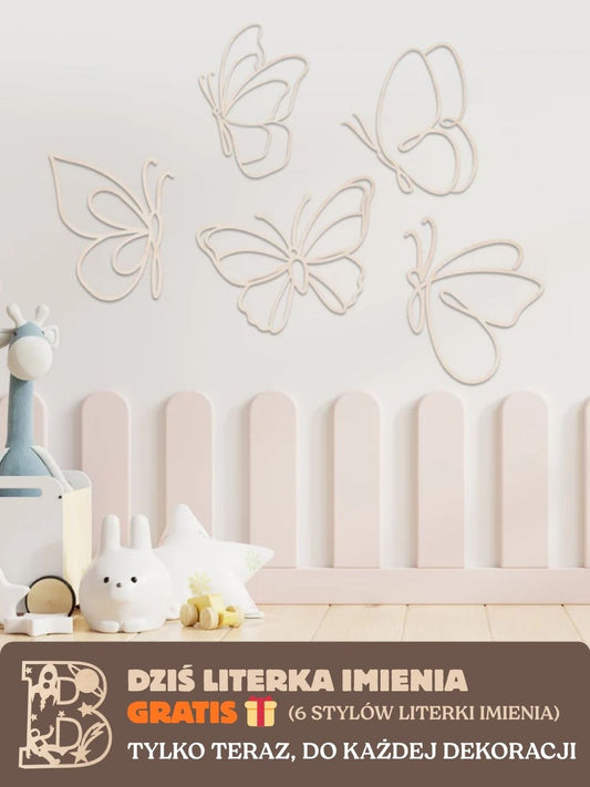 Dekoracje ścienna - Motyle (naturalna sklejka)
