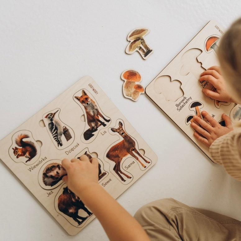 Educational puzzle - forest animals