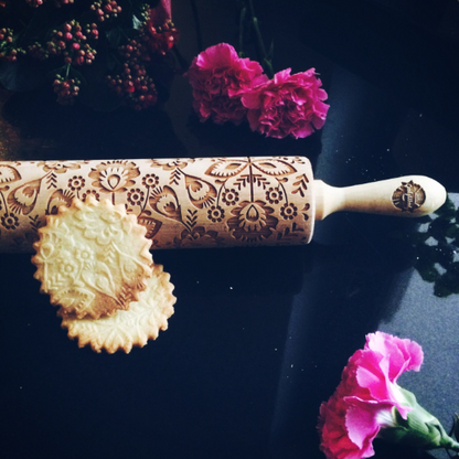 FOLK FLOWERS rolling pin
