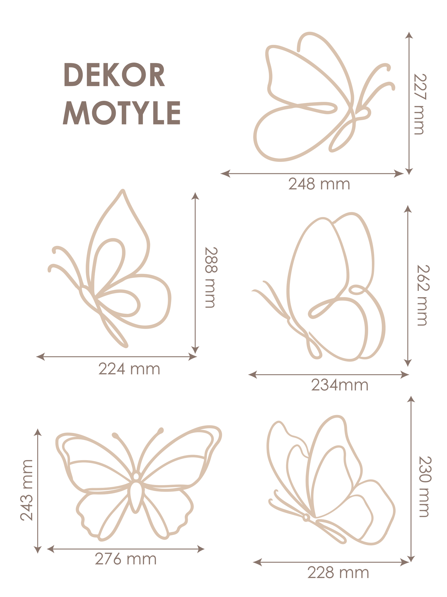 Dekoracje ścienna - Motyle (naturalna sklejka)